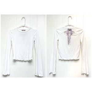 American Rag Lettuce Edge Back Cutout & Ribbon Top